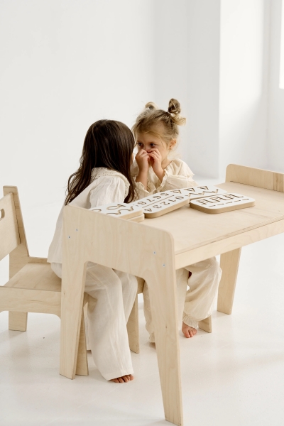 BabyWood Kindertisch + Stuhl L - Natur
