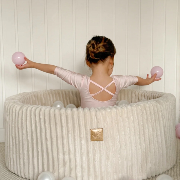 MeowBaby Bällebad Churros 90x30cm cotton beige mit 200 Bällen zum selber Gestalten nach Wunsch