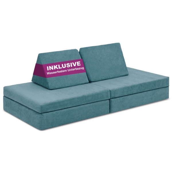 LINODINO Spielsofa Chenille Abenteuerplatz - Krabbelkäfer Blau