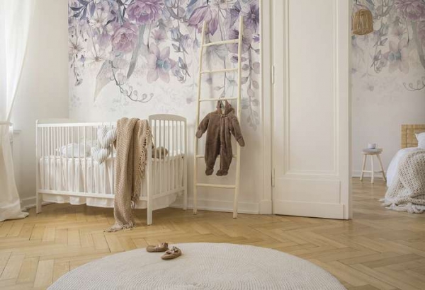 MALUMI abschwischbare Kinderzimmer-Fototapete BLOOM UP - purple