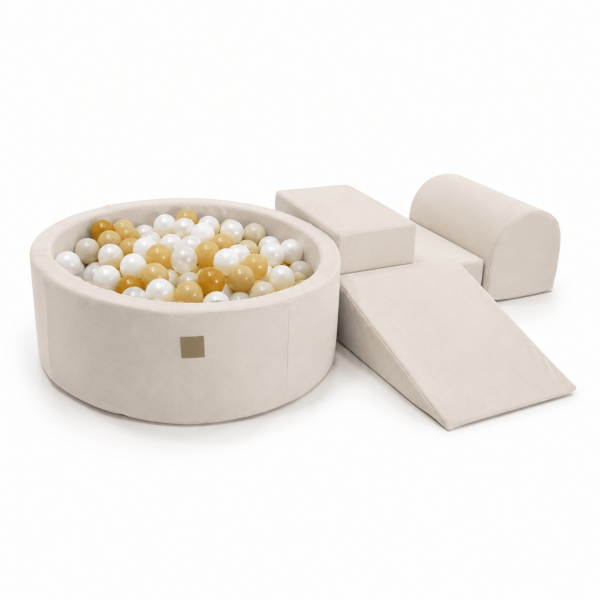 MeowBaby Schaumspielset Outzy mit Bällebad, 200 Bälle - eigene Farbauswahl - oat blush beige