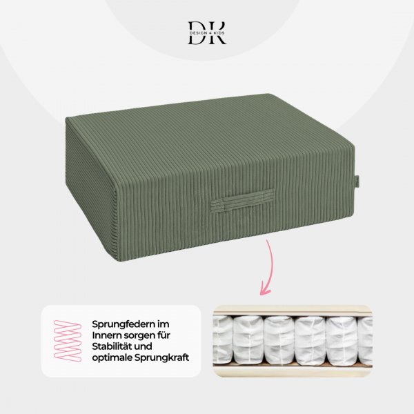 Design4Kids XXL Hüpfpolster Cord Grande - pine olive