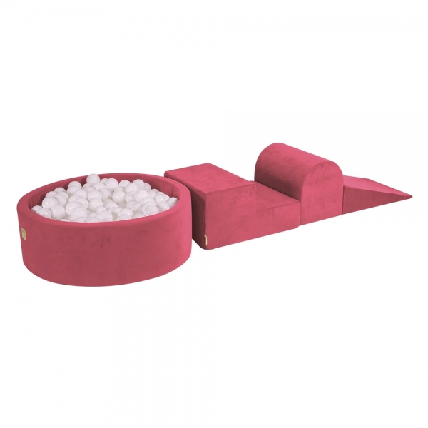 MeowBaby Schaumspielset Velvet Himbeerrot mit Bällebad, 200 Bälle - eigene Farbauswahl