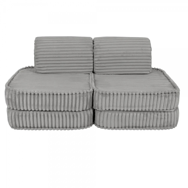 Design4Kids Mini Spielsofa Pearl Plüsch-Cord Basic - marble gray