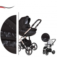 Baby Merc Kombikinderwagen 2 in 1 FASTER 3 ltd. L162 schwarz chrome - 10-teilig