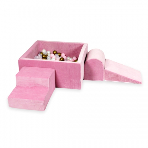 MiMii Schaumspielset VELVET Soft rosa mit Bällebad eckig und 400 Bälle zum selber Gestalten