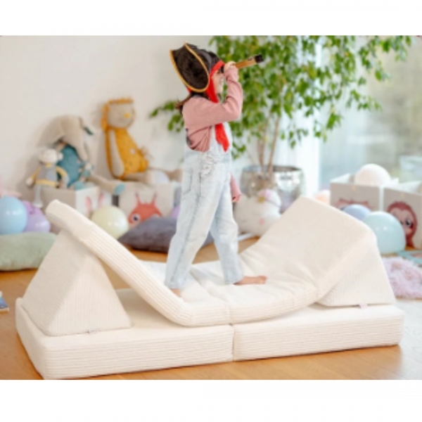 LINODINO Spielsofa Cord Spielparadies - Frostzauber Weiß