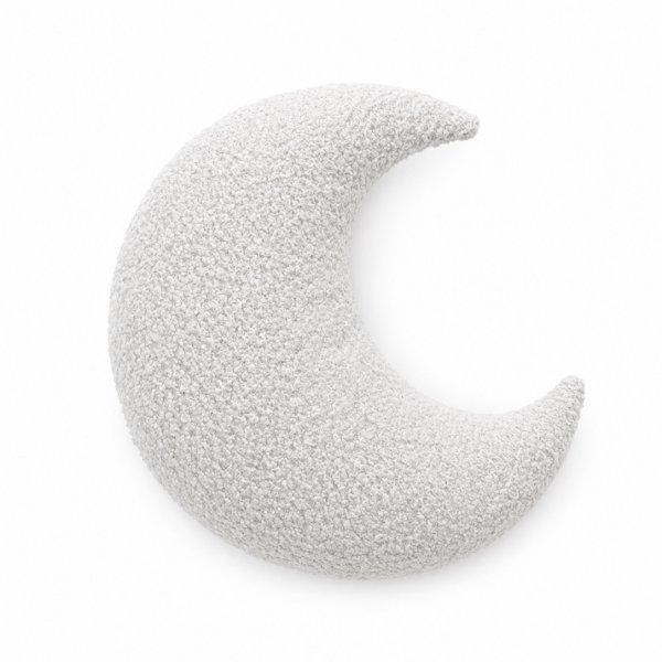 MeowBaby Deko-Kissen Mond - Soft Bouclé Edition - cremé/weiß