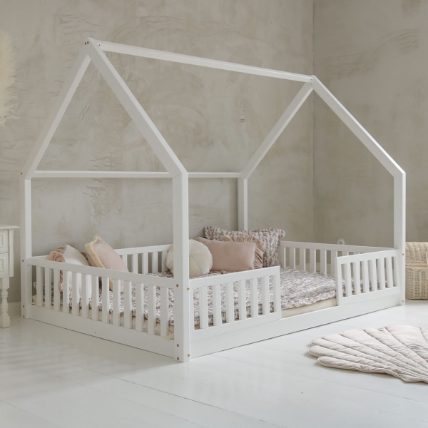 Design4kids Hausbett Nuvalo Pro - 200x140 Weiß (1 cm Füße)