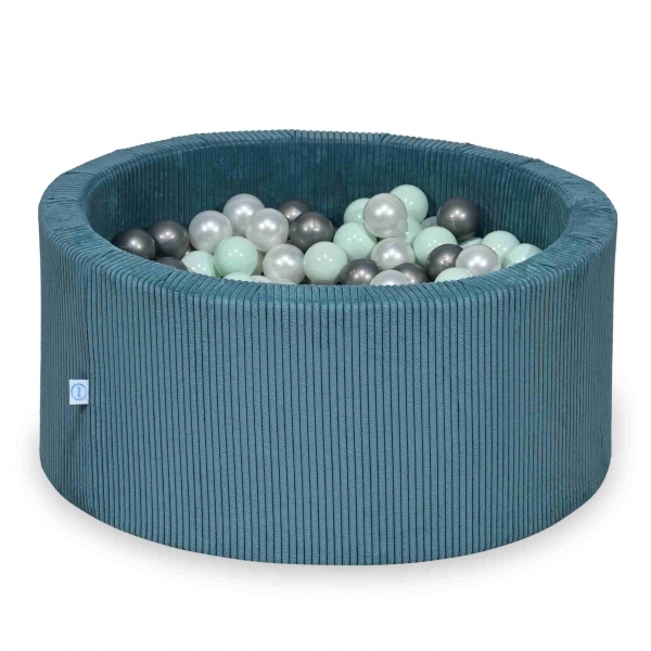 MiMii Bällebad 90x40cm Cord smoky blue mit 300 Bällen zum selber Gestalten nach Wunsch