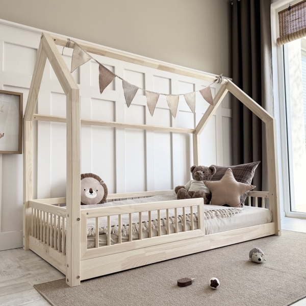 Design4kids Hausbett Sole Komfort - 190x90 Naturholz (1cm Füße)