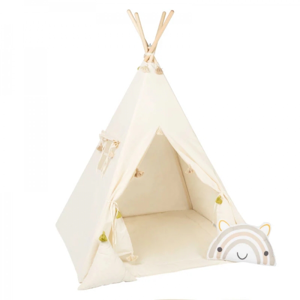 Design4Kids Tipi-Zelt M-Special Set Creamy Tassle Giraffe - creme