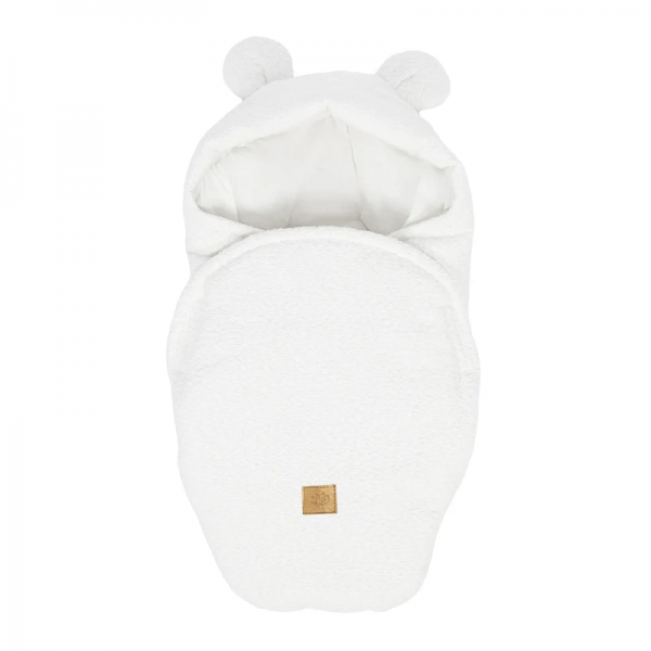 MeowBaby Einschlagdecke mit Teddyohren Bouclé - creme/weiß