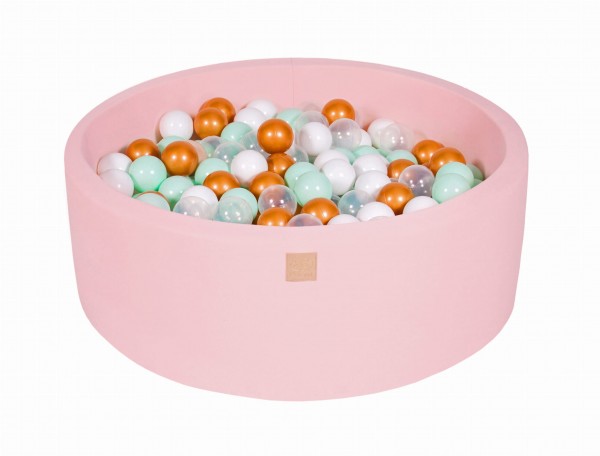MeowBaby Bällebad 90X30cm Pink (Weiß/Gold/Transparent/Mint) 200 Bälle