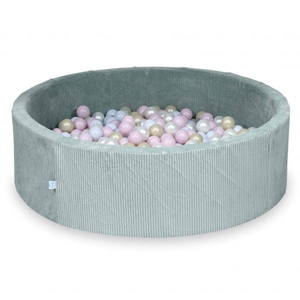 MiMii Bällebad 130x40cm Cord sage mint mit 700 Bällen zum selber Gestalten nach Wunsch