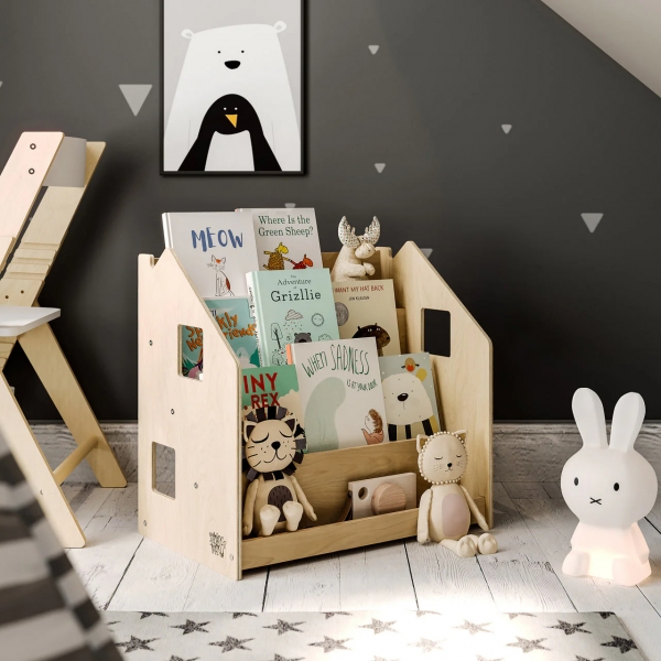 BusyKids Montessori Bücherregal für Kinder - natura