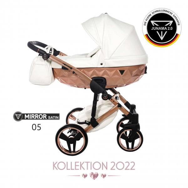 JUNAMA Kombi Kinderwagen MIRROR SATIN 05 2.0 - kupfer/weiß