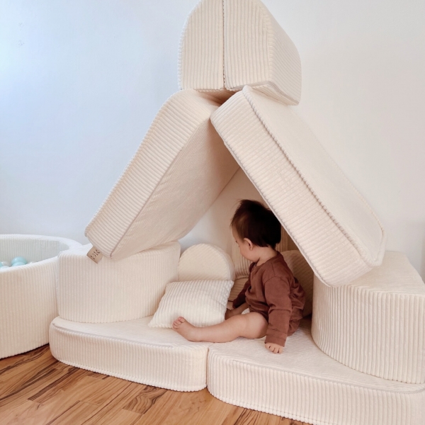 Design4Kids Mini Spielsofa Jewel Cord Max - almond beige