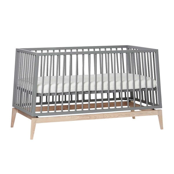 Leander Luna Babybett, 140x70 cm, Grau/Eiche