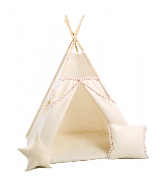 Design4Kids Tipi-Zelt M-Set Beady Mist - creme