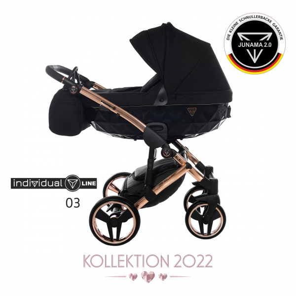 JUNAMA Kombi Kinderwagen INDIVIDUAL 03 2.0 - schwarz/roségold