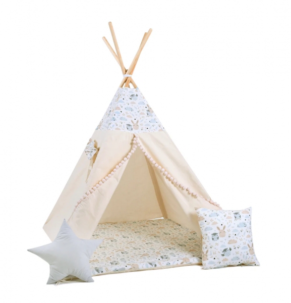 Design4Kids Tipi-Zelt M-Set Pastel Friends - beige