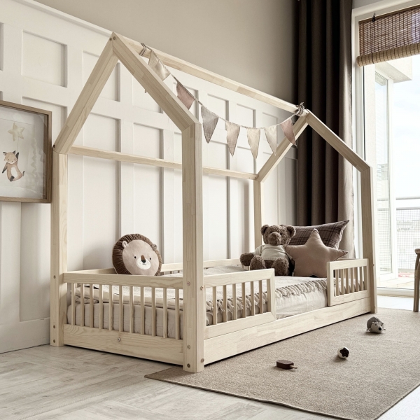 Design4kids Hausbett Sole Pro - 190x90 Naturholz (1 cm Füße)