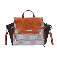 Gesslein Wickeltasche N°4 - schwarz/cognac/grau kariert
