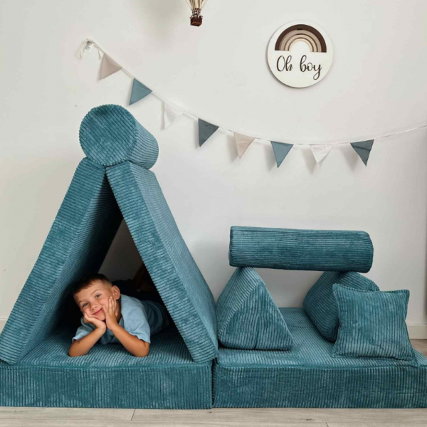 Design4Kids XL Spielsofa Cord Puero - pure ocean