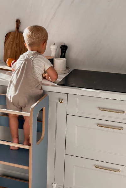 BabyWood Küchenhelfer/Lernturm SLIM M Double - blau