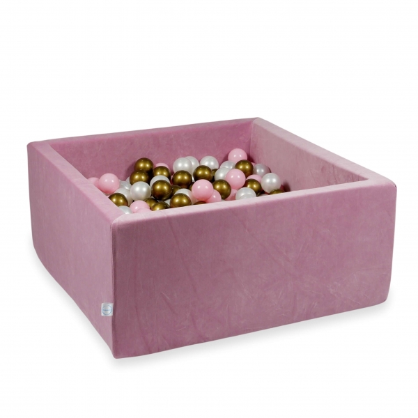 MiMii Bällebad VELVET Soft rosa 90x90x40cm mit 400 Bällen zum selber Gestalten nach Wunsch