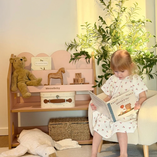 MeowBaby 2-in-1 Montessori-Bücherregal Cloud - rosa