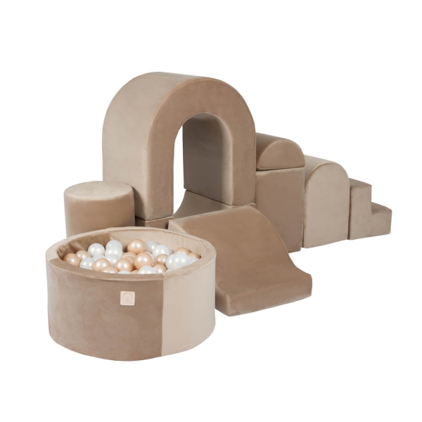 MiSiOO XXL Schaumspielset Schloss gold mit Bällebad und 100 Bälle - 9 tlg.
