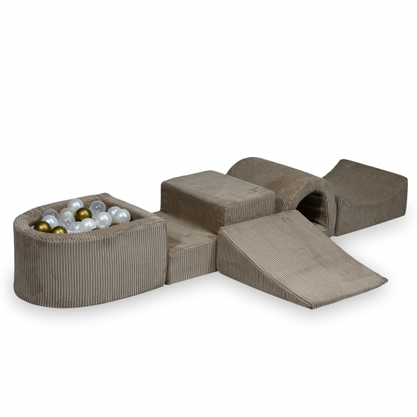 MiMii Schaumspielset II Cord toffee brown mit Bällebad und 100 Bälle zum selber Gestalten