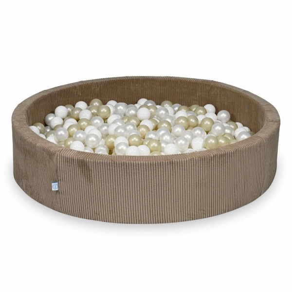 MiMii Bällebad 130x30cm Cord toffee brown mit 600 Bällen zum selber Gestalten nach Wunsch