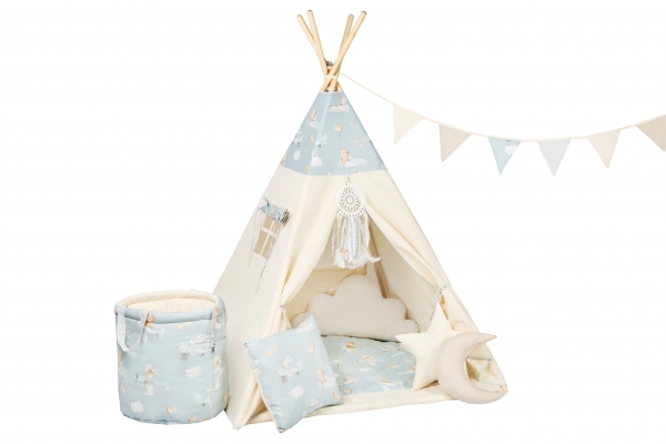 Design4Kids Tipi-Zelt XL-Set Flying Mice - creme