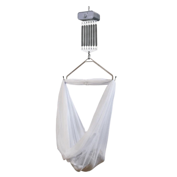 swing2sleep Federwiege mit Motor heia grau &amp; Hängematte weiß