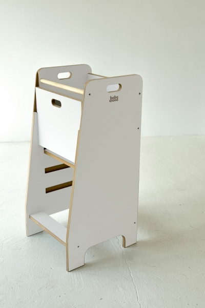 BabyWood Küchenhelfer/Lernturm Comfort M - weiß