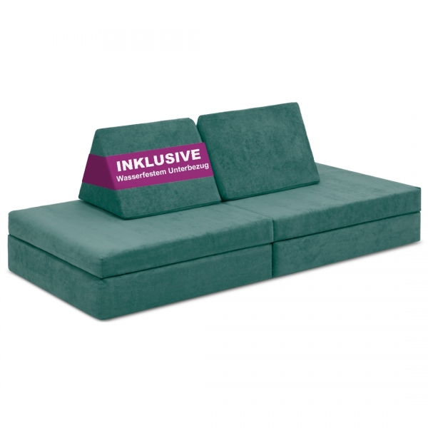 LINODINO Spielsofa Chenille Abenteuerplatz - Urwaldgrün