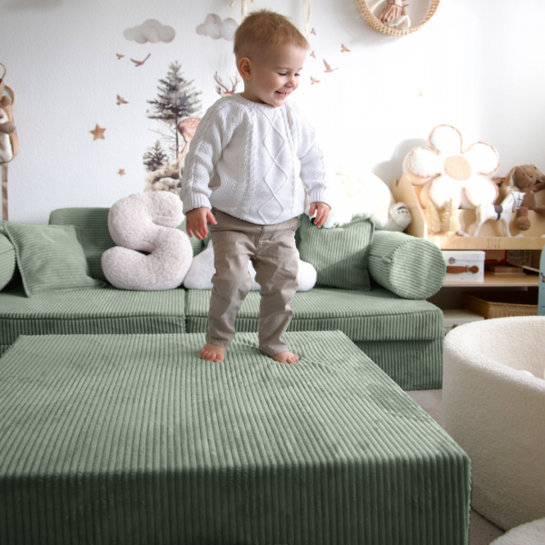 Design4Kids XXL Hüpfpolster Cord Grande - classic olive