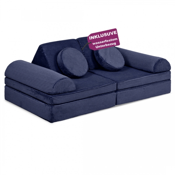 LINODINO Spielsofa Cord Fantasiewelt - Weltraumblau
