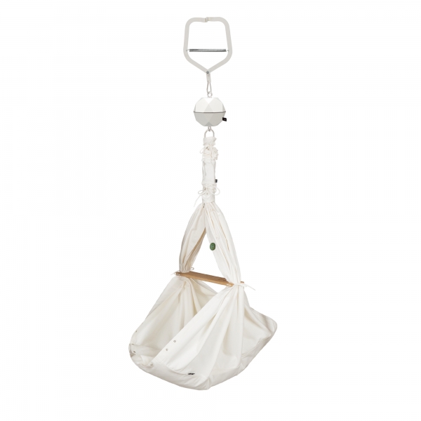 PAULI &amp; CO Federwiegen Motor Pure-Set Baby Premium &amp; Türklammer - Natur Kreide