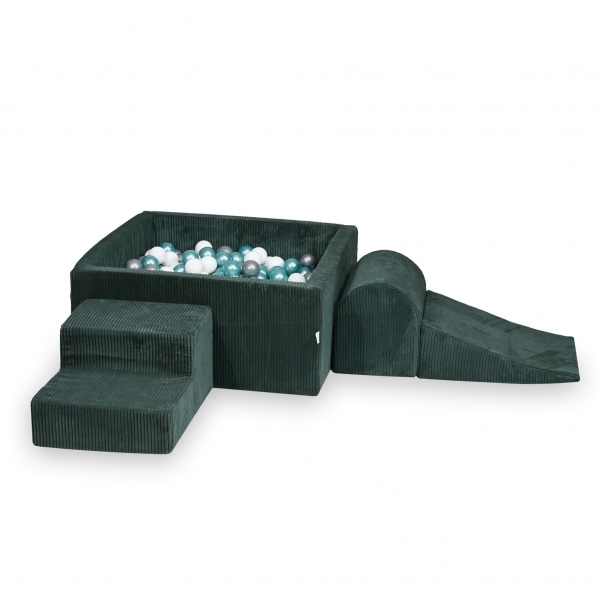 MiMii Schaumspielset Cord dark cyan mit Bällebad eckig und 400 Bälle zum selber Gestalten