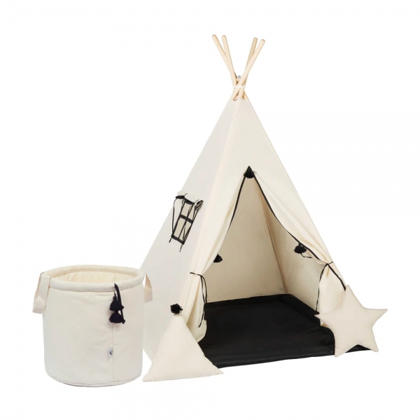 Design4Kids Tipi-Zelt L-Set Creamy Coal - creme