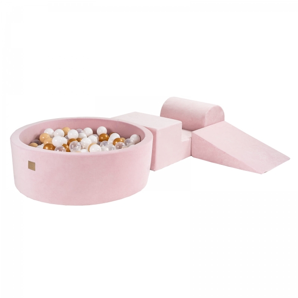 MeowBaby Schaumspielset VELVET hellpink mit Bällebad und 200 Bälle zum selber Gestalten nach Wunsch