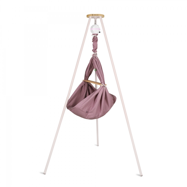PAULI &amp; CO Federwiegen Motor Pure-Set &amp; Gestell Tripod SMART weißrosa - Natur Flieder