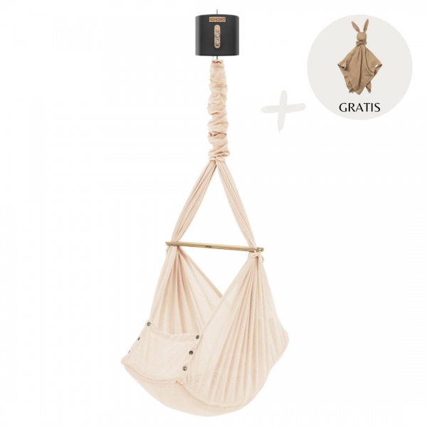 NONOMO Swinging Dreams Federwiege mit Motor anthrazit &amp; Deckenbefestigung - Almond