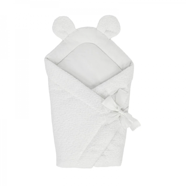 MeowBaby Einschlagdecke zum Schlafen und Kuscheln Bouclé - creme/weiß