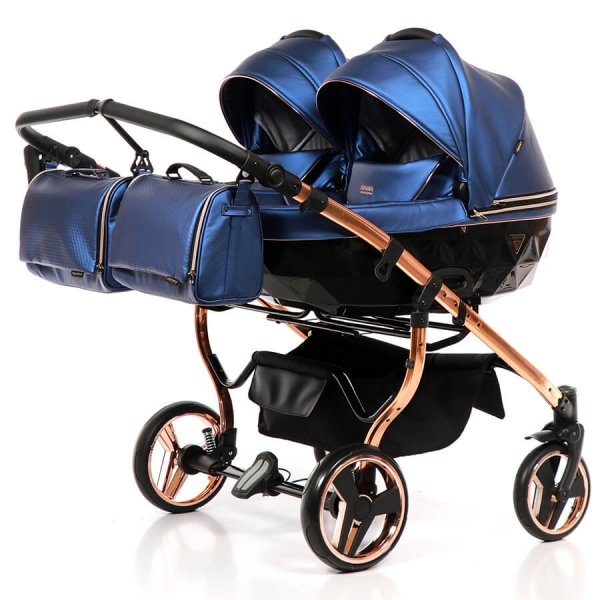 JUNAMA Zwillingskinderwagen Fluo Line Duo 01 - blau/schwarz