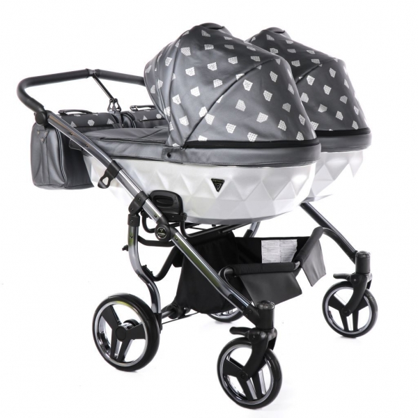 JUNAMA Zwillingskinderwagen Glow Duo 04 - anthrazit/silber